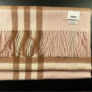 Burberry Pink Check Cashmere Scarf – NWT